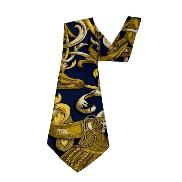 Hermès Silk Mors et Filets Print Scarf with Blanc Matt Overlay Twill Men’s Tie - Picture 6 of 6